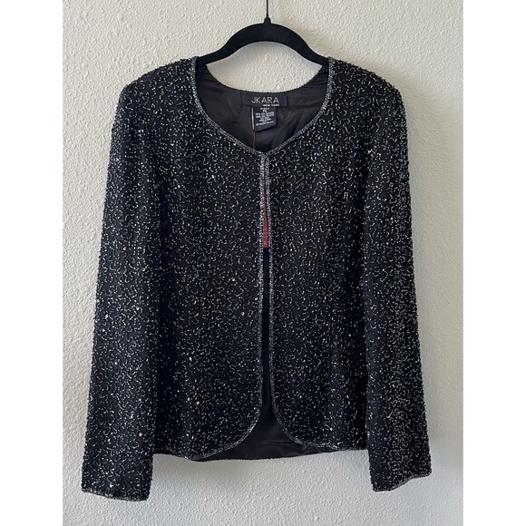 NWT Vintage Evening Jacket Womens Petite Small Black Formal Hand Beaded Cocktail - Picture 1 of 13